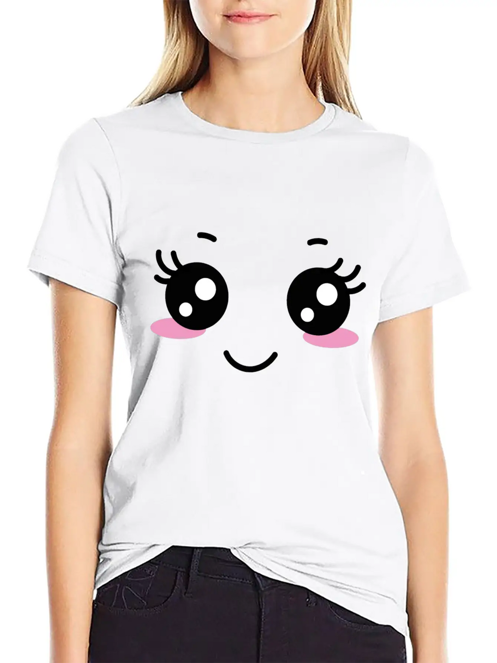Kawaii Face Unisex Casual T-Shirt – Clean Design For Daily Comfort