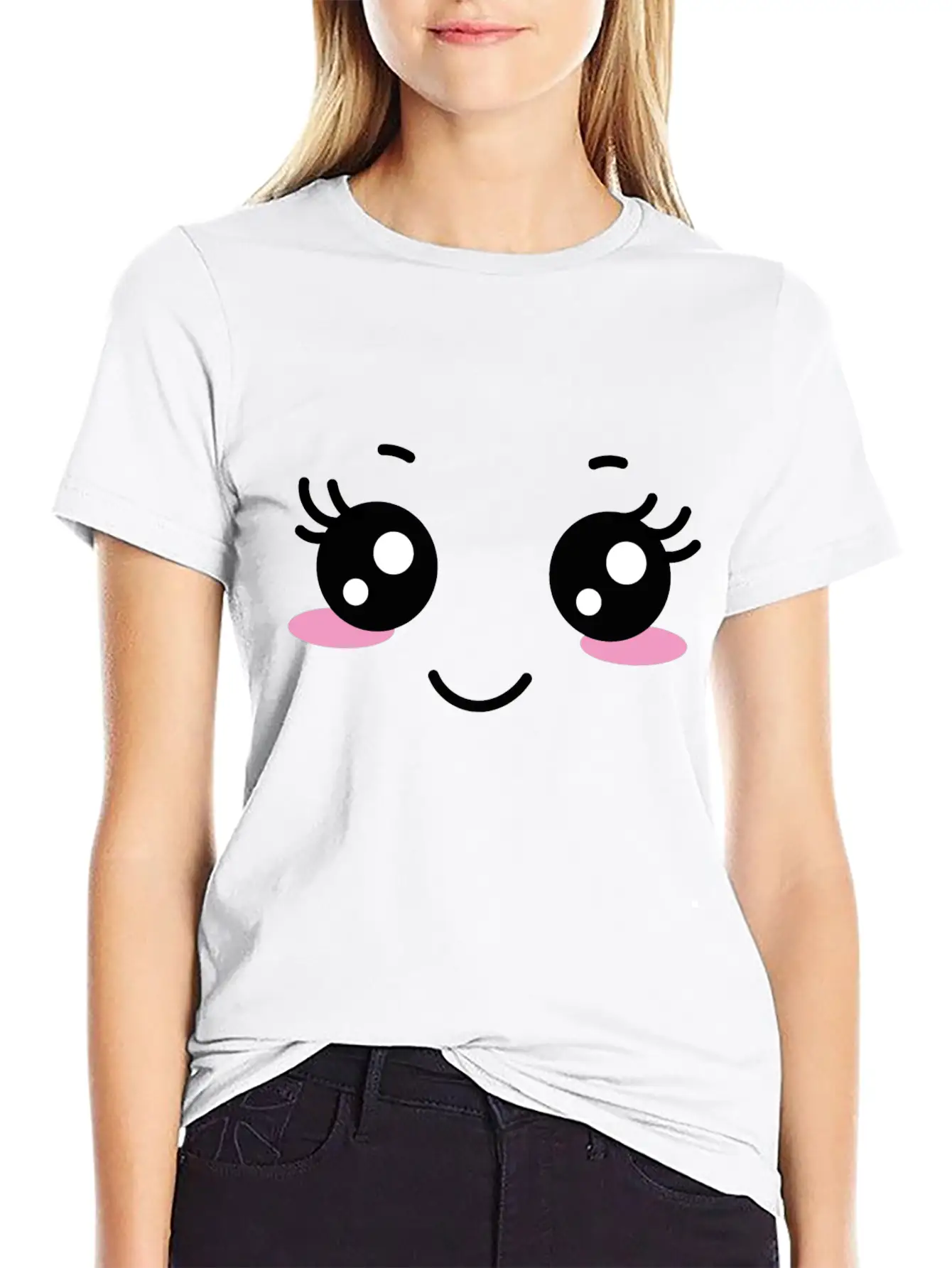 Kawaii Face Unisex Casual T-Shirt – Clean Design For Daily Comfort