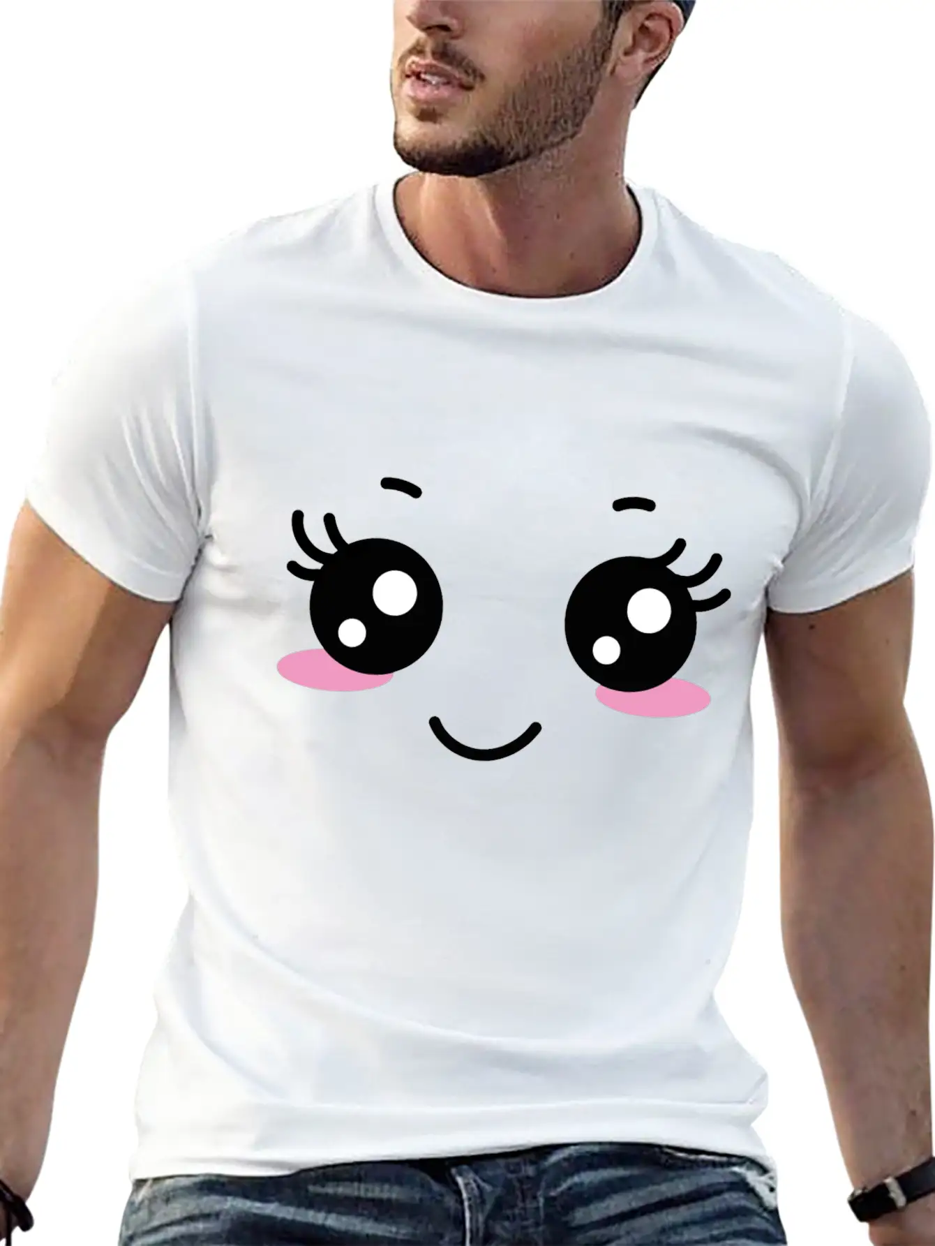 Kawaii Face Unisex Casual T-Shirt – Clean Design For Daily Comfort