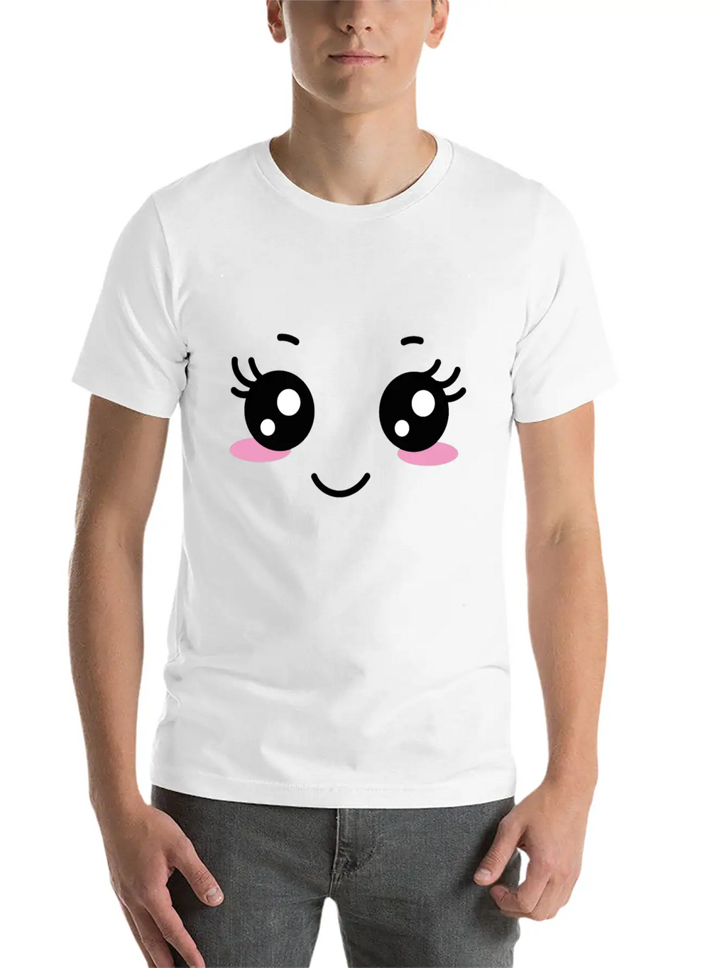 Kawaii Face Unisex Casual T-Shirt – Clean Design For Daily Comfort