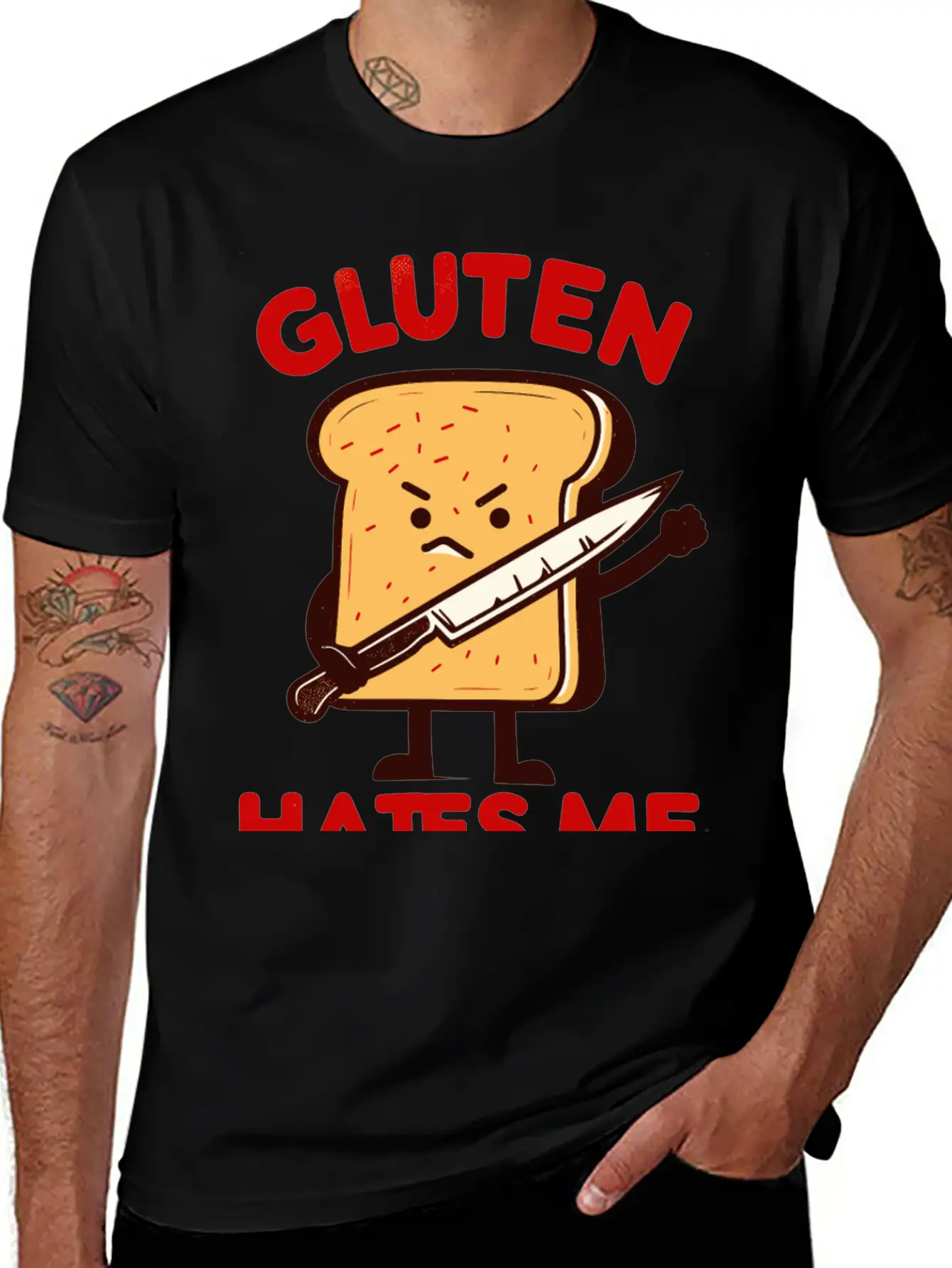 Kawaii Gluten Hates Me Unisex Short Sleeve Soft Cotton T-Shirt – Casual Everyday Wear