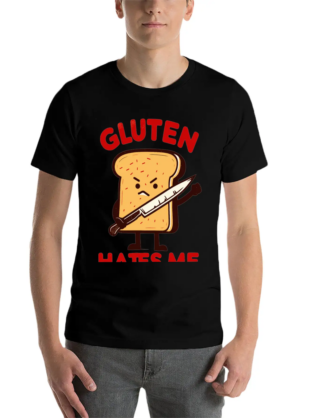 Kawaii Gluten Hates Me Unisex Short Sleeve Soft Cotton T-Shirt – Casual Everyday Wear