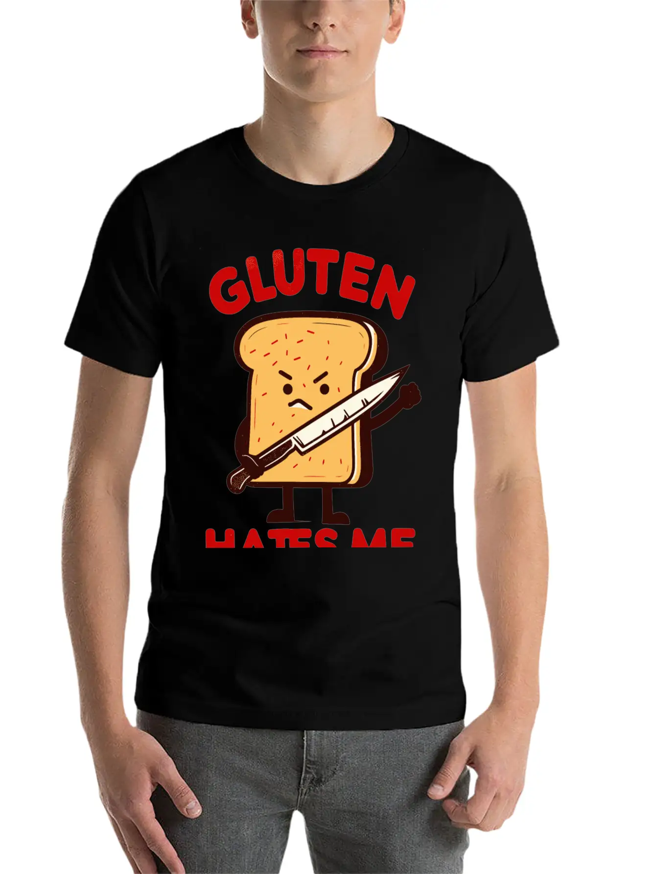 Kawaii Gluten Hates Me Unisex Short Sleeve Soft Cotton T-Shirt – Casual Everyday Wear