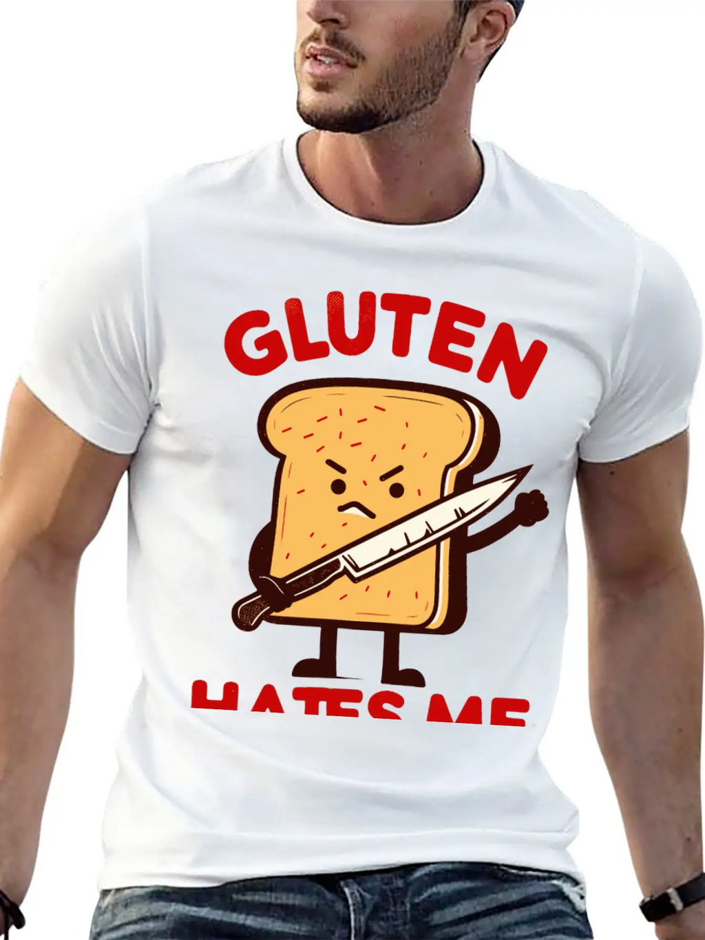 Kawaii Gluten Hates Me Unisex Short Sleeve Soft Cotton T-Shirt – Casual Everyday Wear