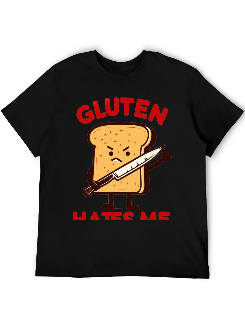 Kawaii Gluten Hates Me Unisex Short Sleeve Soft Cotton T-Shirt – Casual Everyday Wear