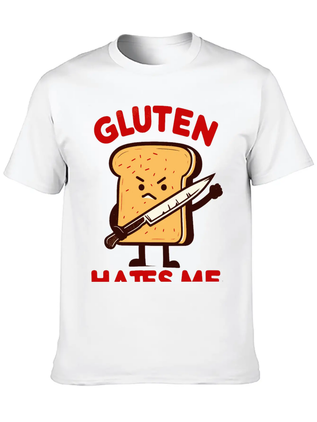 Kawaii Gluten Hates Me Unisex Short Sleeve Soft Cotton T-Shirt – Casual Everyday Wear