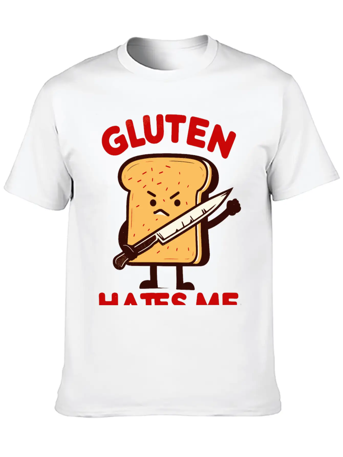 Kawaii Gluten Hates Me Unisex Short Sleeve Soft Cotton T-Shirt – Casual Everyday Wear