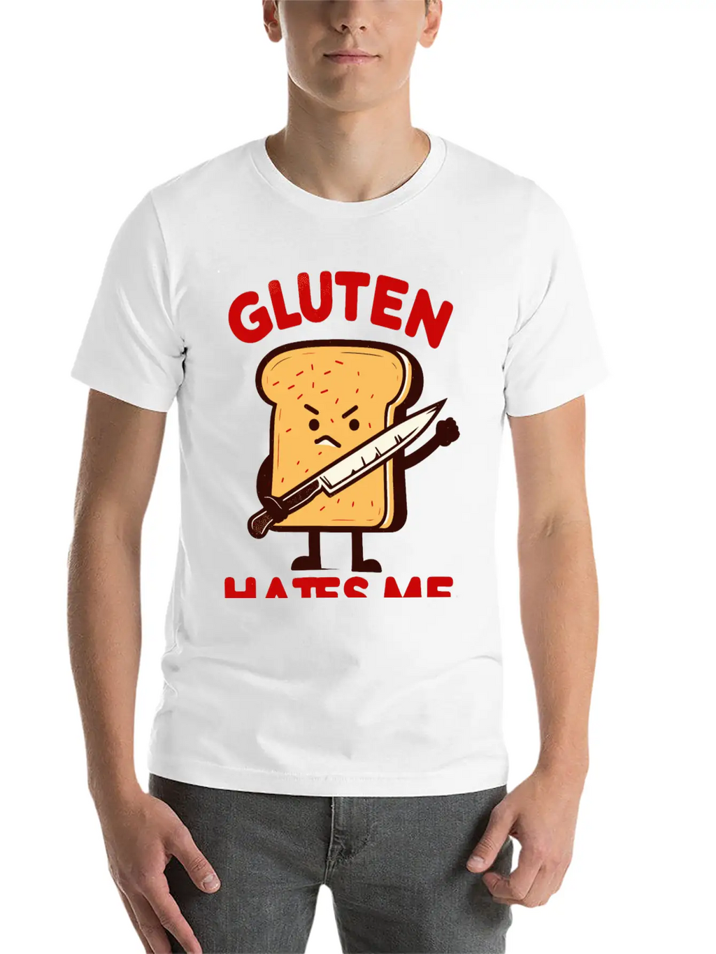 Kawaii Gluten Hates Me Unisex Short Sleeve Soft Cotton T-Shirt – Casual Everyday Wear