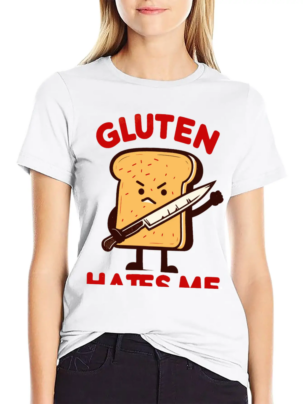Kawaii Gluten Hates Me Unisex Short Sleeve Soft Cotton T-Shirt – Casual Everyday Wear