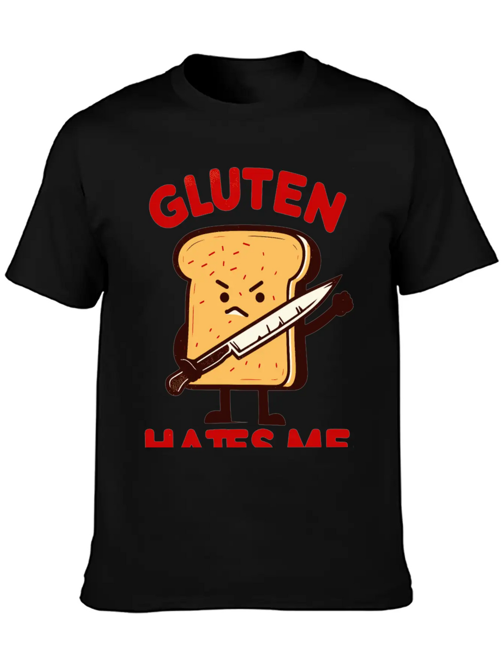 Kawaii Gluten Hates Me Unisex Short Sleeve Soft Cotton T-Shirt – Casual Everyday Wear