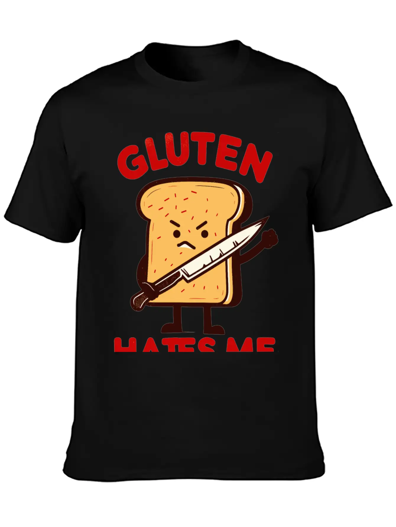 Kawaii Gluten Hates Me Unisex Short Sleeve Soft Cotton T-Shirt – Casual Everyday Wear