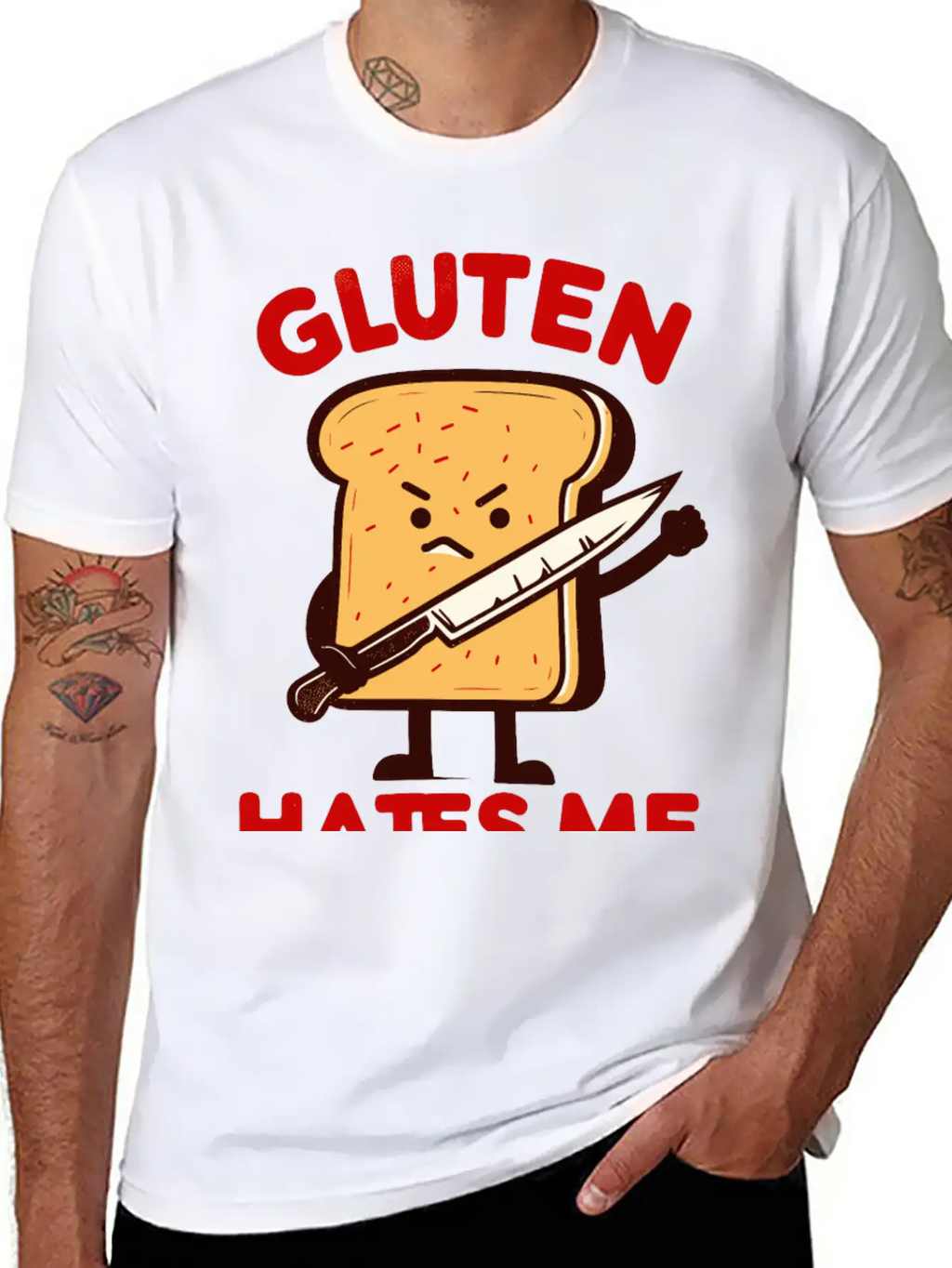 Kawaii Gluten Hates Me Unisex Short Sleeve Soft Cotton T-Shirt – Casual Everyday Wear
