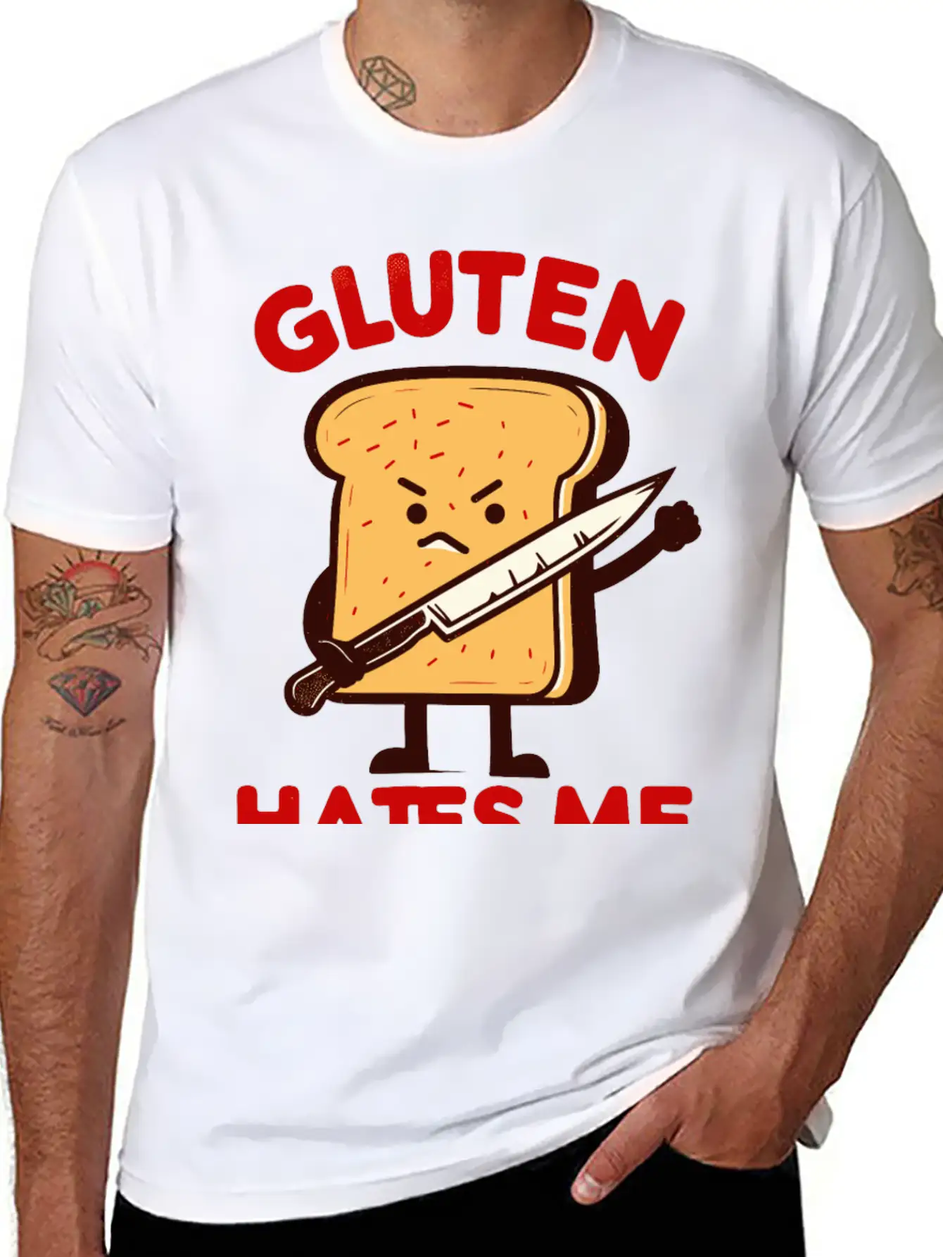Kawaii Gluten Hates Me Unisex Short Sleeve Soft Cotton T-Shirt – Casual Everyday Wear