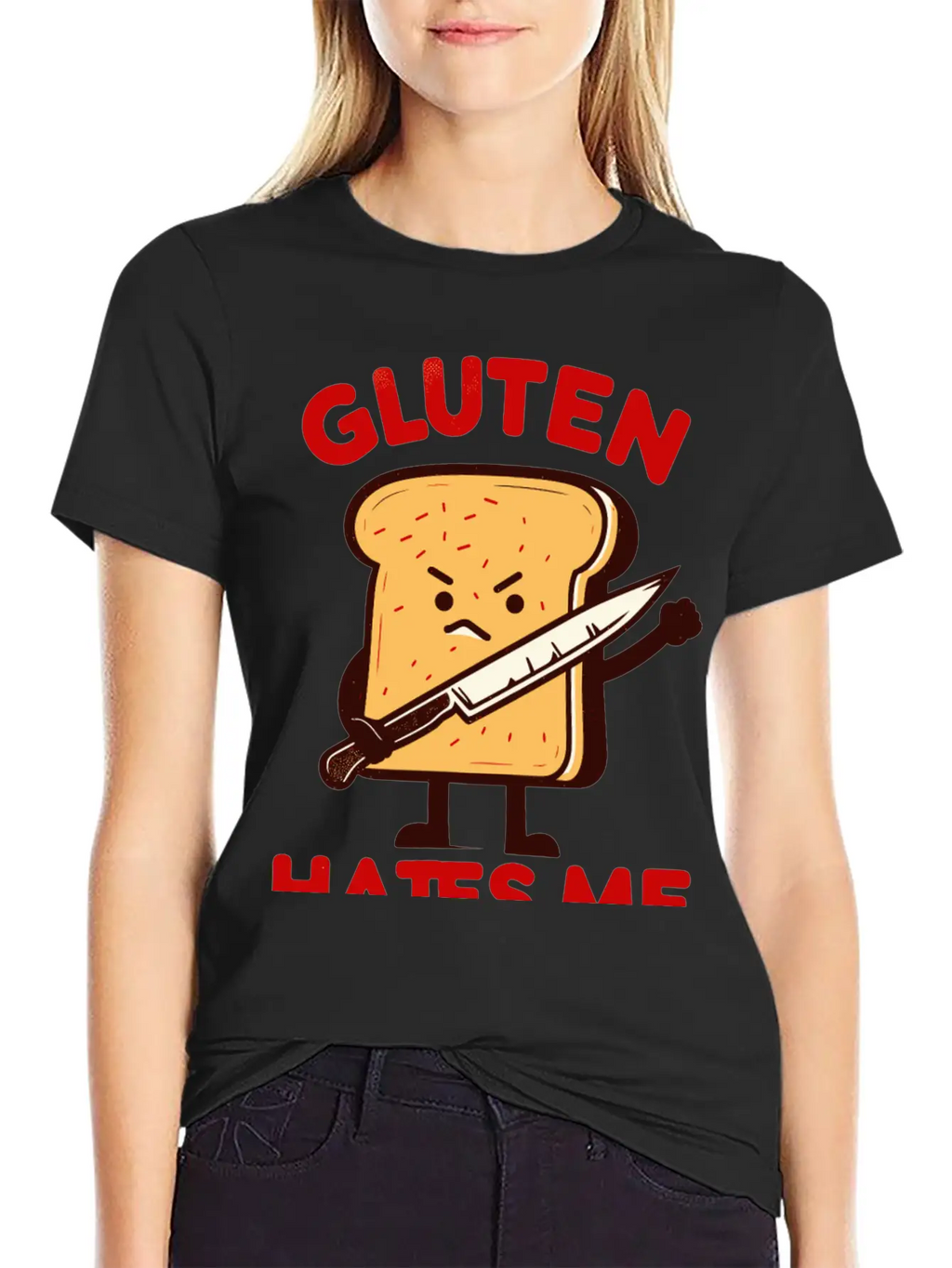 Kawaii Gluten Hates Me Unisex Short Sleeve Soft Cotton T-Shirt – Casual Everyday Wear