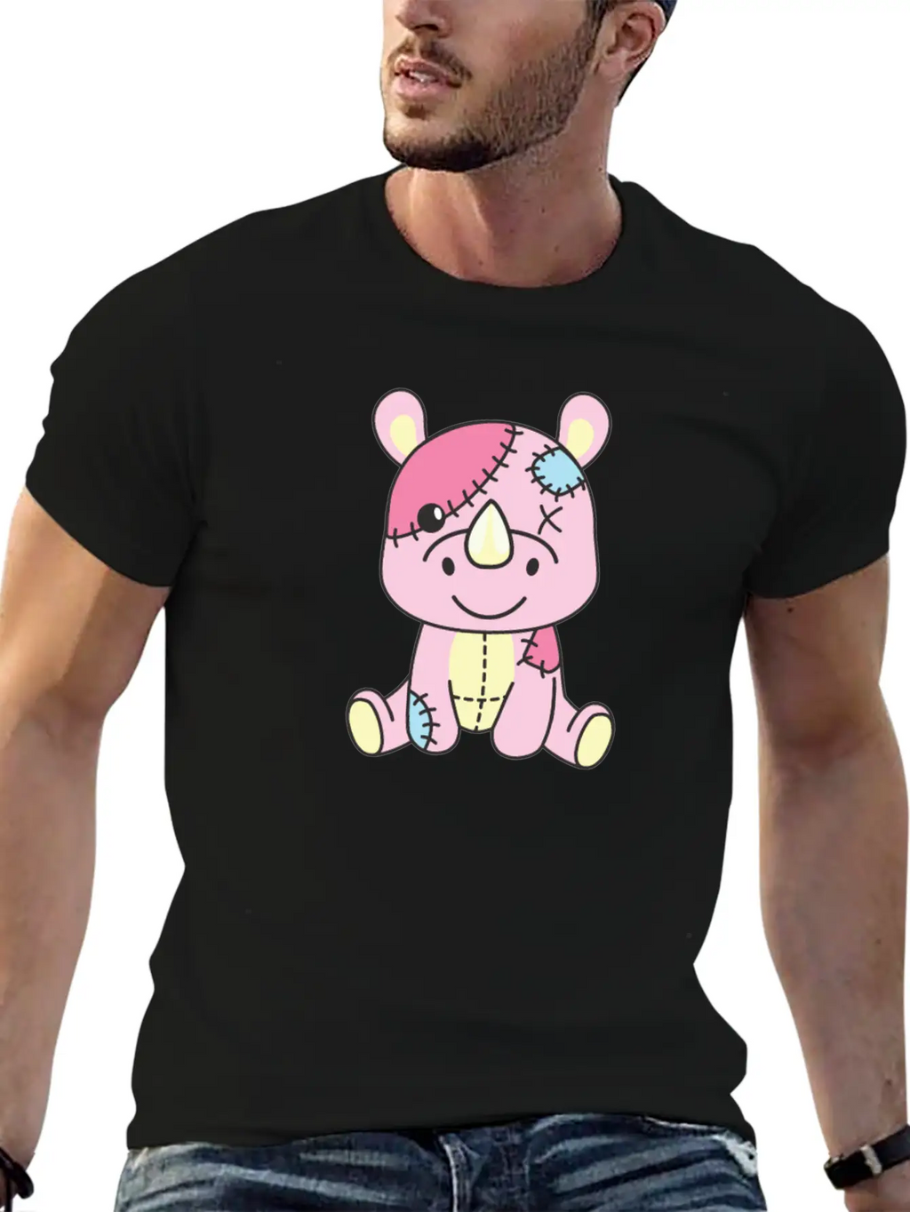 Kawaii Gothic Rhinoceros Pastel Gothic Goth Essential Cotton Tee For Daily Outfits – Unisex Style