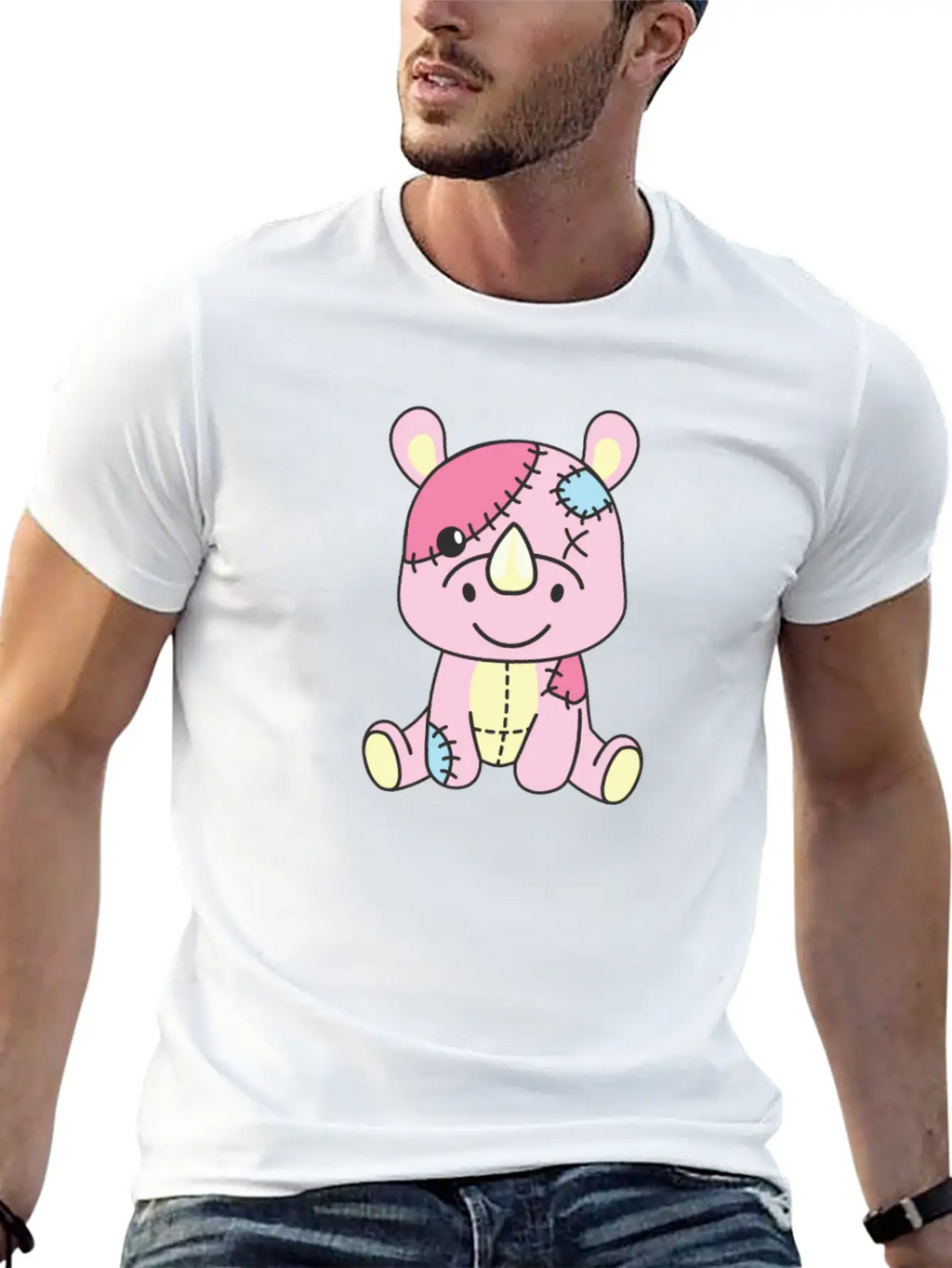 Kawaii Gothic Rhinoceros Pastel Gothic Goth Essential Cotton Tee For Daily Outfits – Unisex Style