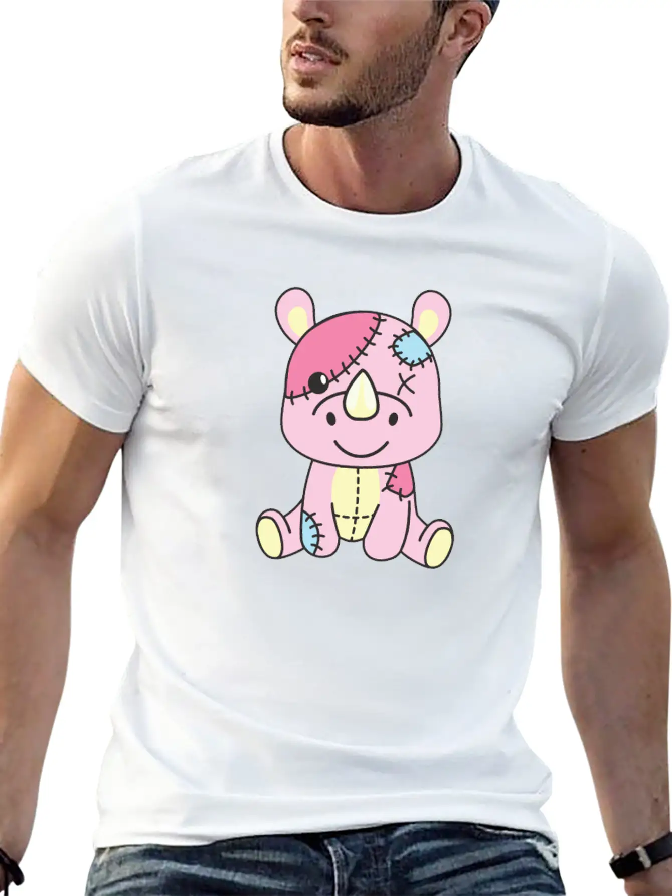 Kawaii Gothic Rhinoceros Pastel Gothic Goth Essential Cotton Tee For Daily Outfits – Unisex Style