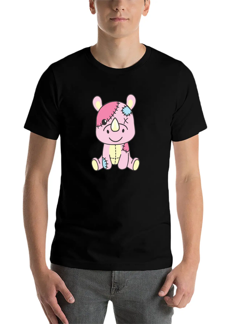 Kawaii Gothic Rhinoceros Pastel Gothic Goth Essential Cotton Tee For Daily Outfits – Unisex Style