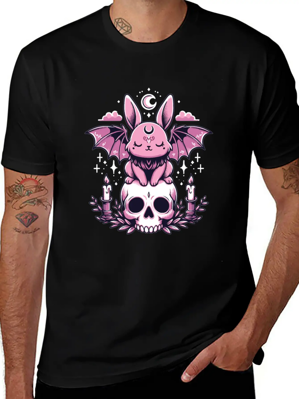 Kawaii Pastel Goth Cute Creepy Bunny Bat Unisex Casual T-Shirt – Clean Design For Daily Comfort