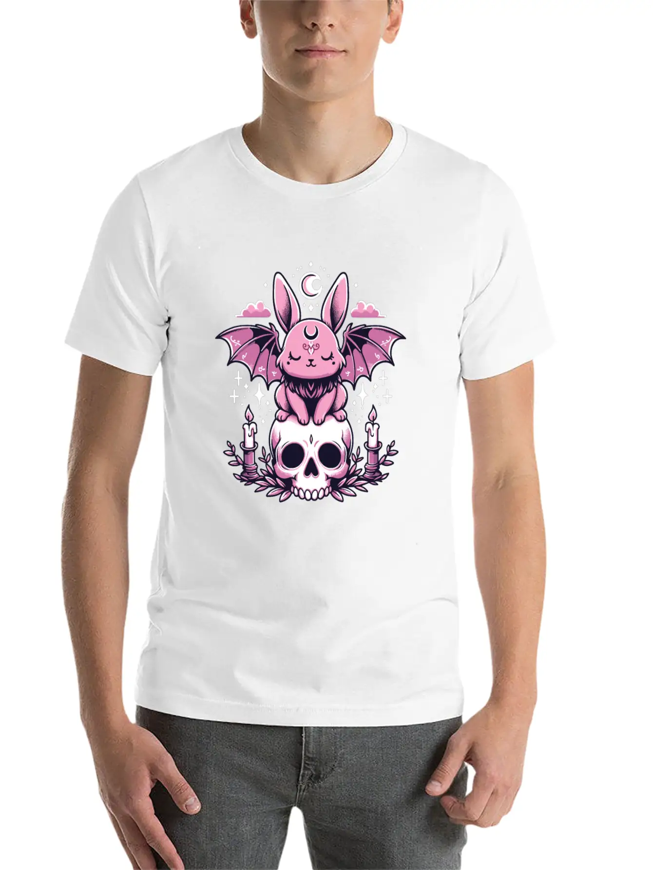 Kawaii Pastel Goth Cute Creepy Bunny Bat Unisex Casual T-Shirt – Clean Design For Daily Comfort