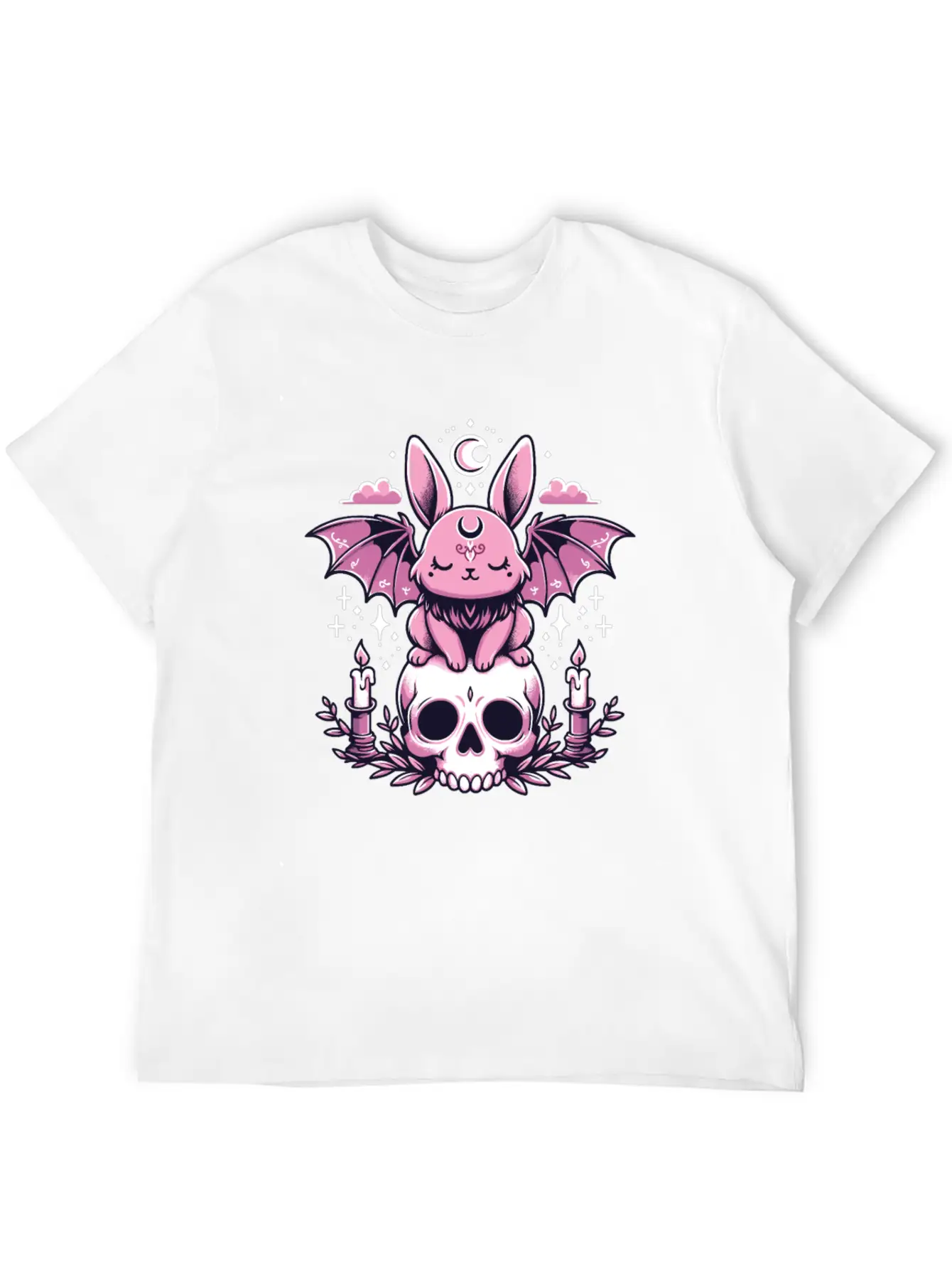 Kawaii Pastel Goth Cute Creepy Bunny Bat Unisex Casual T-Shirt – Clean Design For Daily Comfort