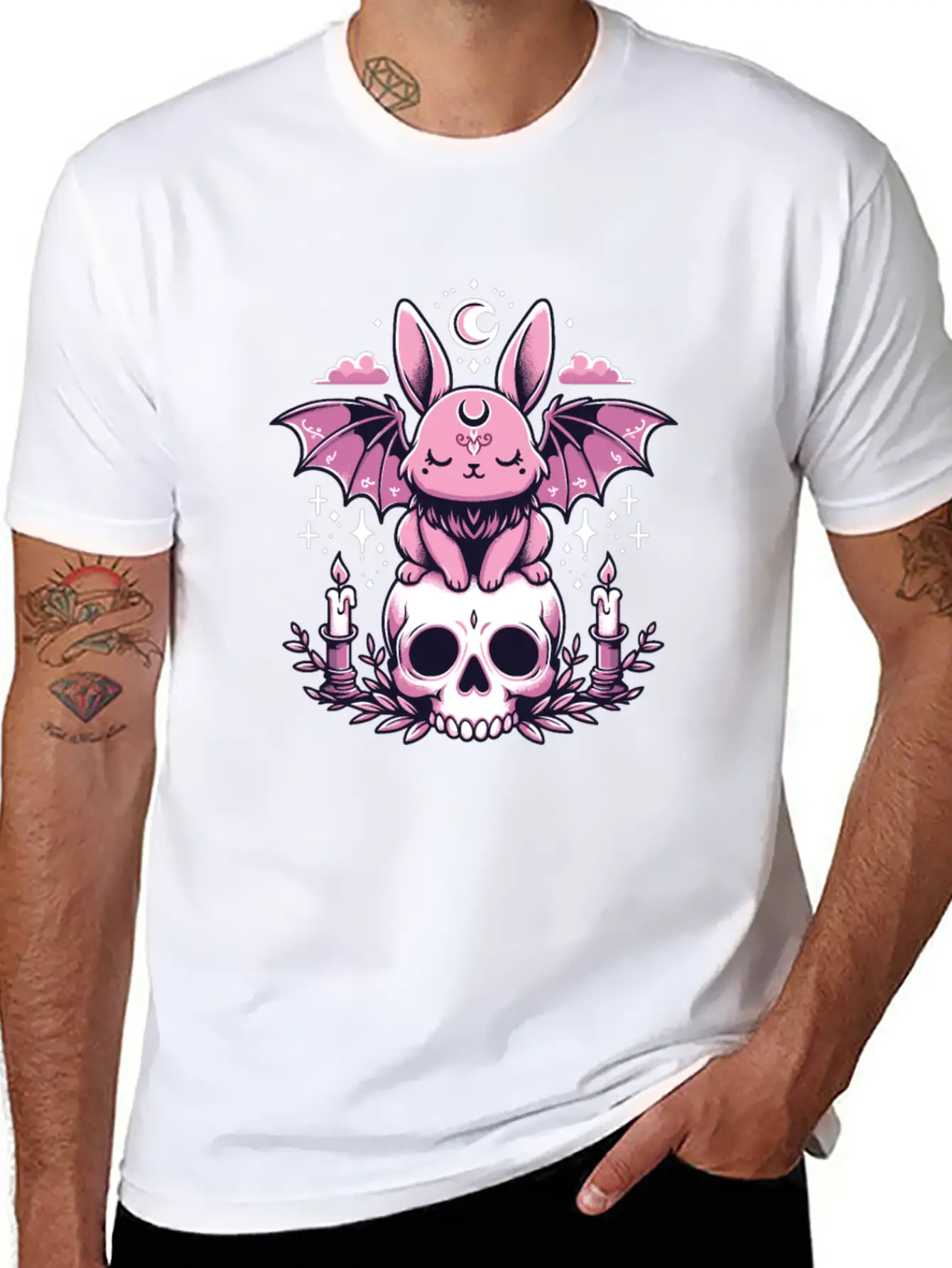 Kawaii Pastel Goth Cute Creepy Bunny Bat Unisex Casual T-Shirt – Clean Design For Daily Comfort