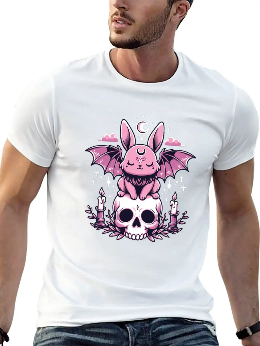 Kawaii Pastel Goth Cute Creepy Bunny Bat Unisex Casual T-Shirt – Clean Design For Daily Comfort