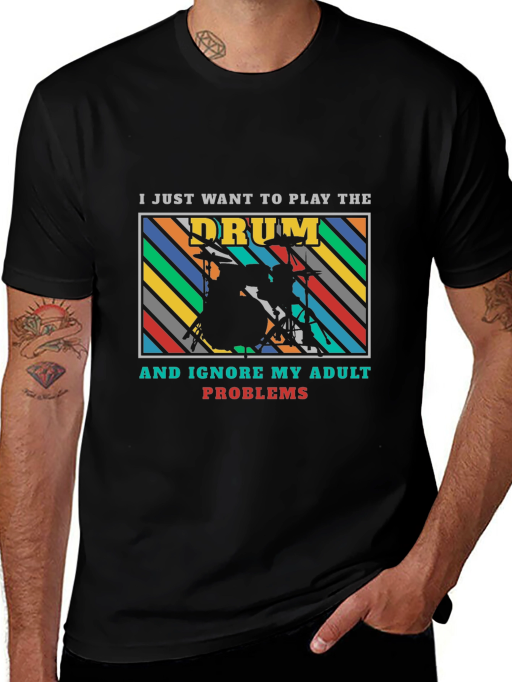 Drummer Adult Problems Graphic Tee