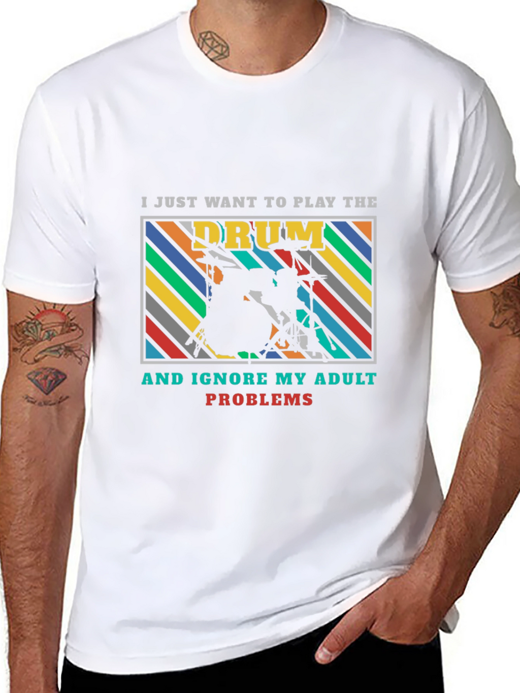 Drummer Adult Problems Graphic Tee