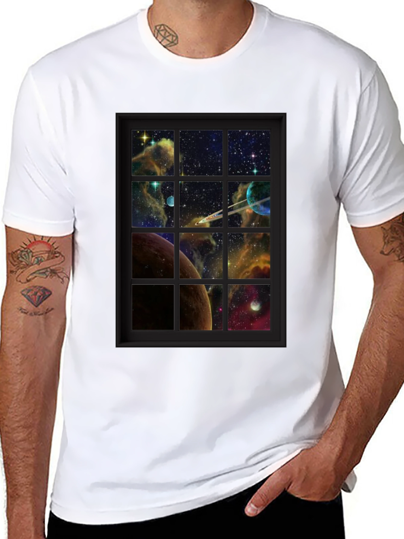 Galaxy Window T-Shirt - Space View Graphic Tee