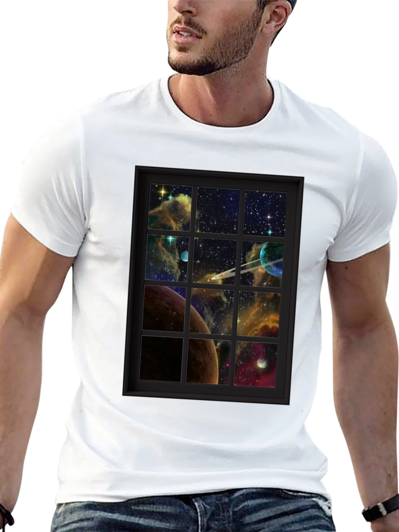 Galaxy Window T-Shirt - Space View Graphic Tee