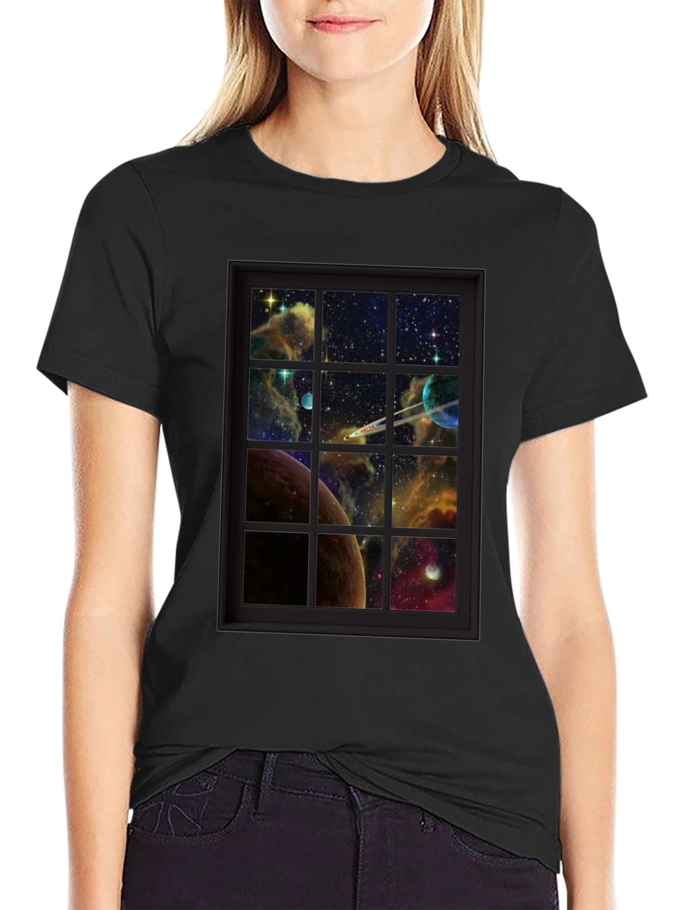 Galaxy Window T-Shirt - Space View Graphic Tee