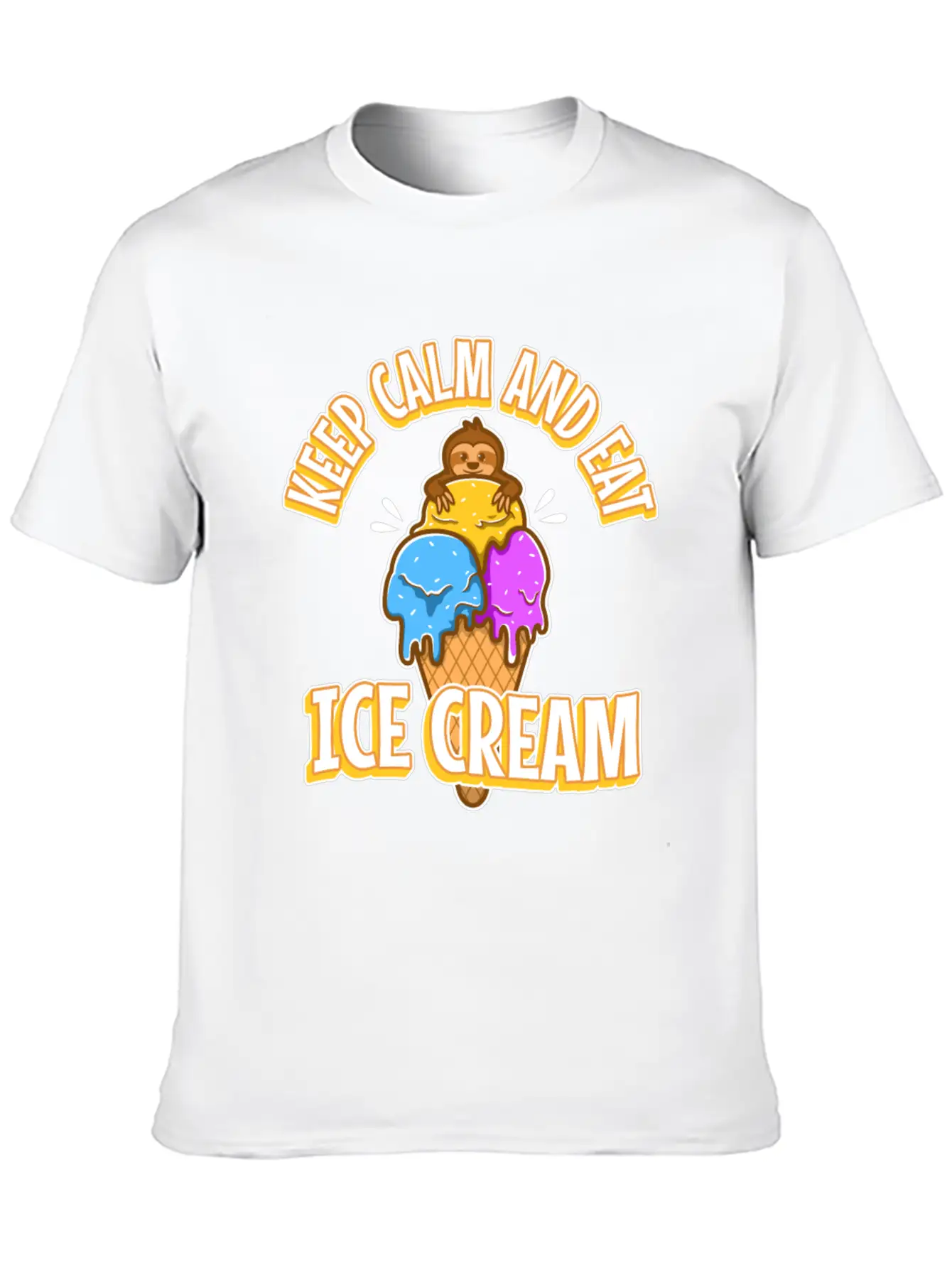 Keep Calm And Eat Ice Cream Essential Cotton Tee For Daily Outfits – Unisex Style