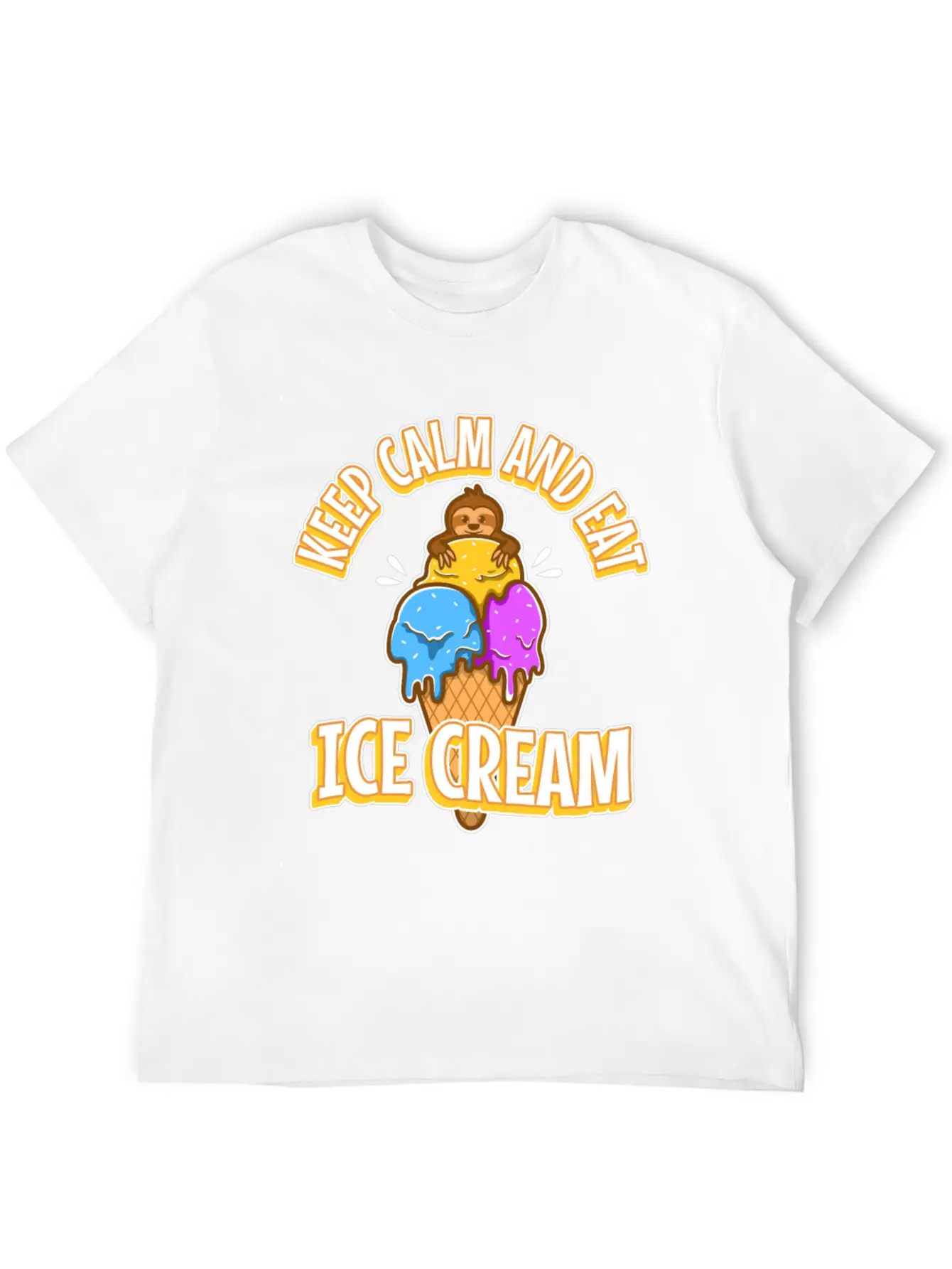 Keep Calm And Eat Ice Cream Essential Cotton Tee For Daily Outfits – Unisex Style
