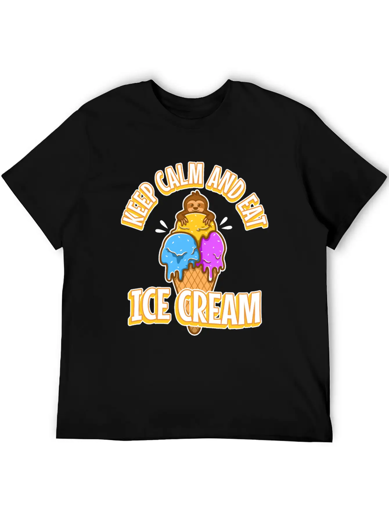 Keep Calm And Eat Ice Cream Essential Cotton Tee For Daily Outfits – Unisex Style