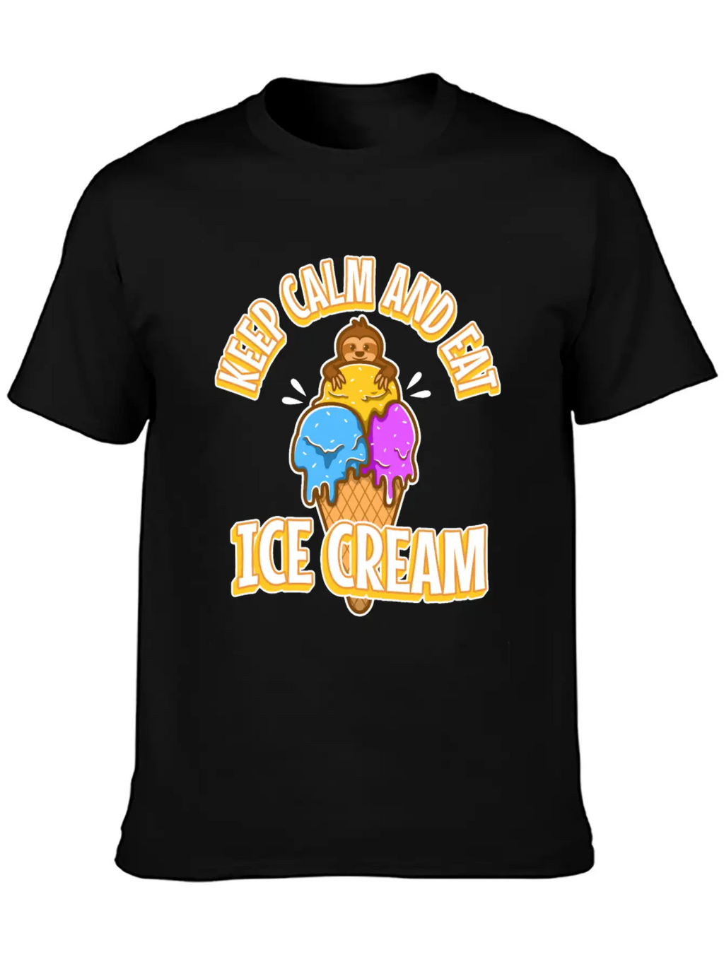 Keep Calm And Eat Ice Cream Essential Cotton Tee For Daily Outfits – Unisex Style