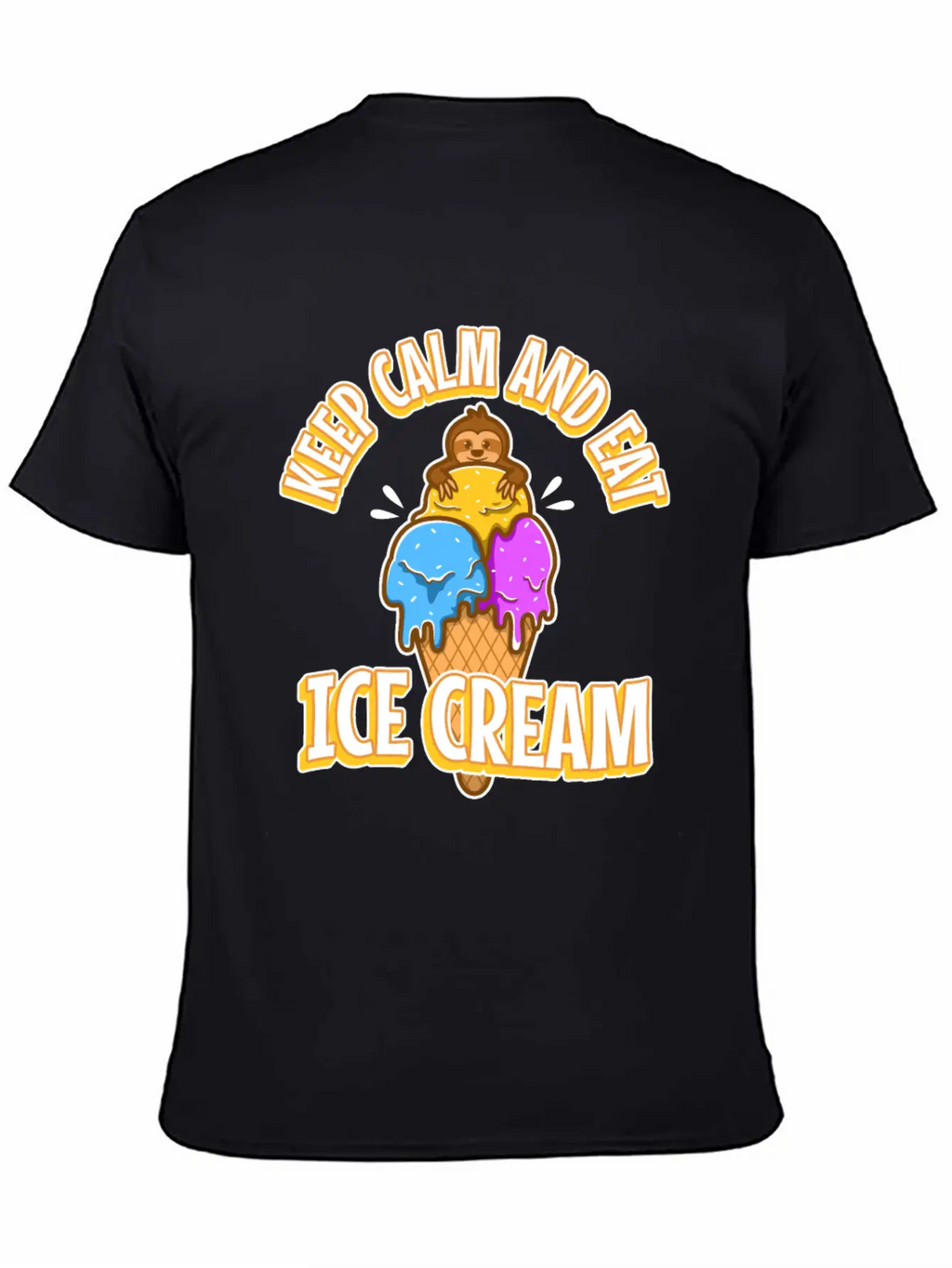 Keep Calm And Eat Ice Cream Essential Cotton Tee For Daily Outfits – Unisex Style