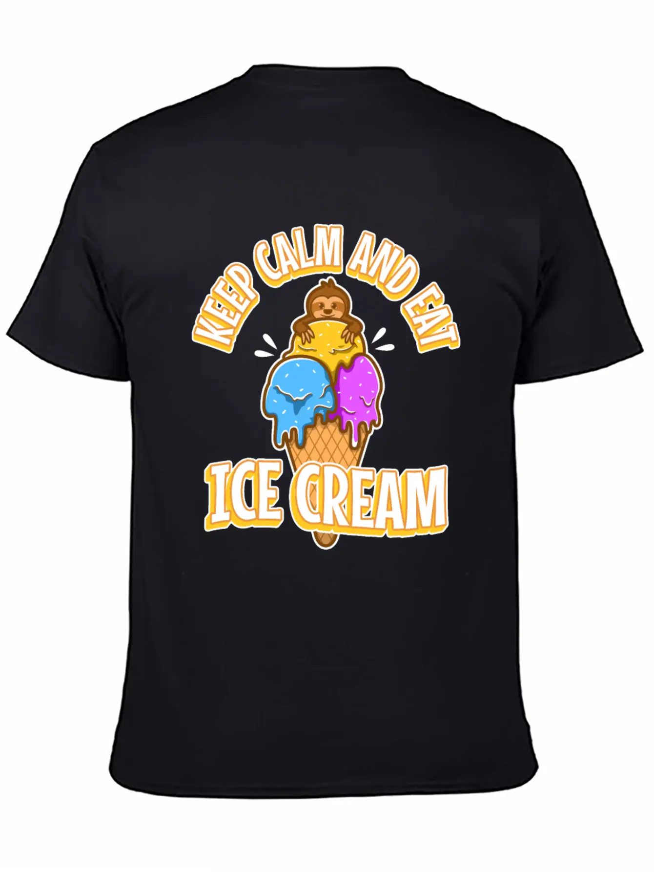 Keep Calm And Eat Ice Cream Essential Cotton Tee For Daily Outfits – Unisex Style