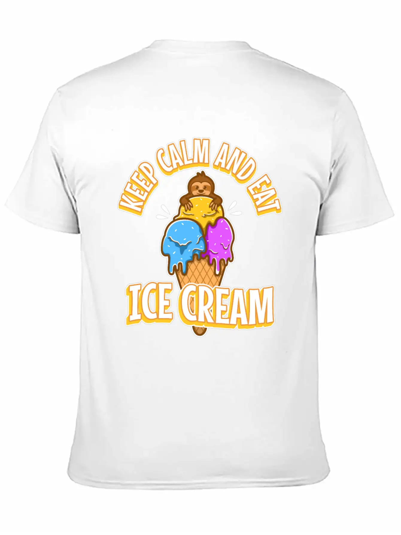 Keep Calm And Eat Ice Cream Essential Cotton Tee For Daily Outfits – Unisex Style