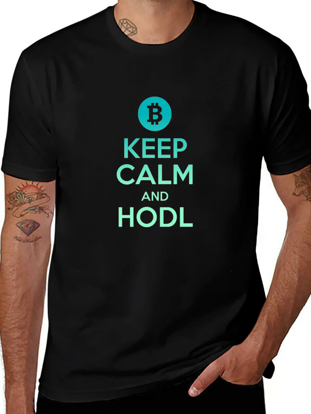 Keep Calm And HODL - Bitcoin, Cryptos, Hodlers Unisex Short Sleeve Soft Cotton T-Shirt – Casual Everyday Wear