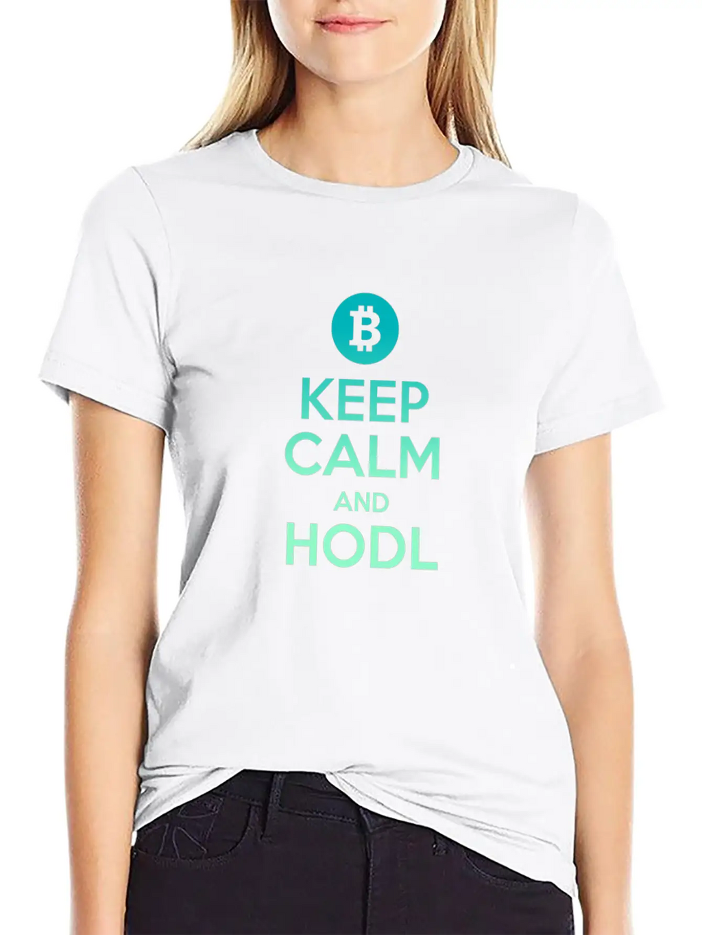 Keep Calm And HODL - Bitcoin, Cryptos, Hodlers Unisex Short Sleeve Soft Cotton T-Shirt – Casual Everyday Wear
