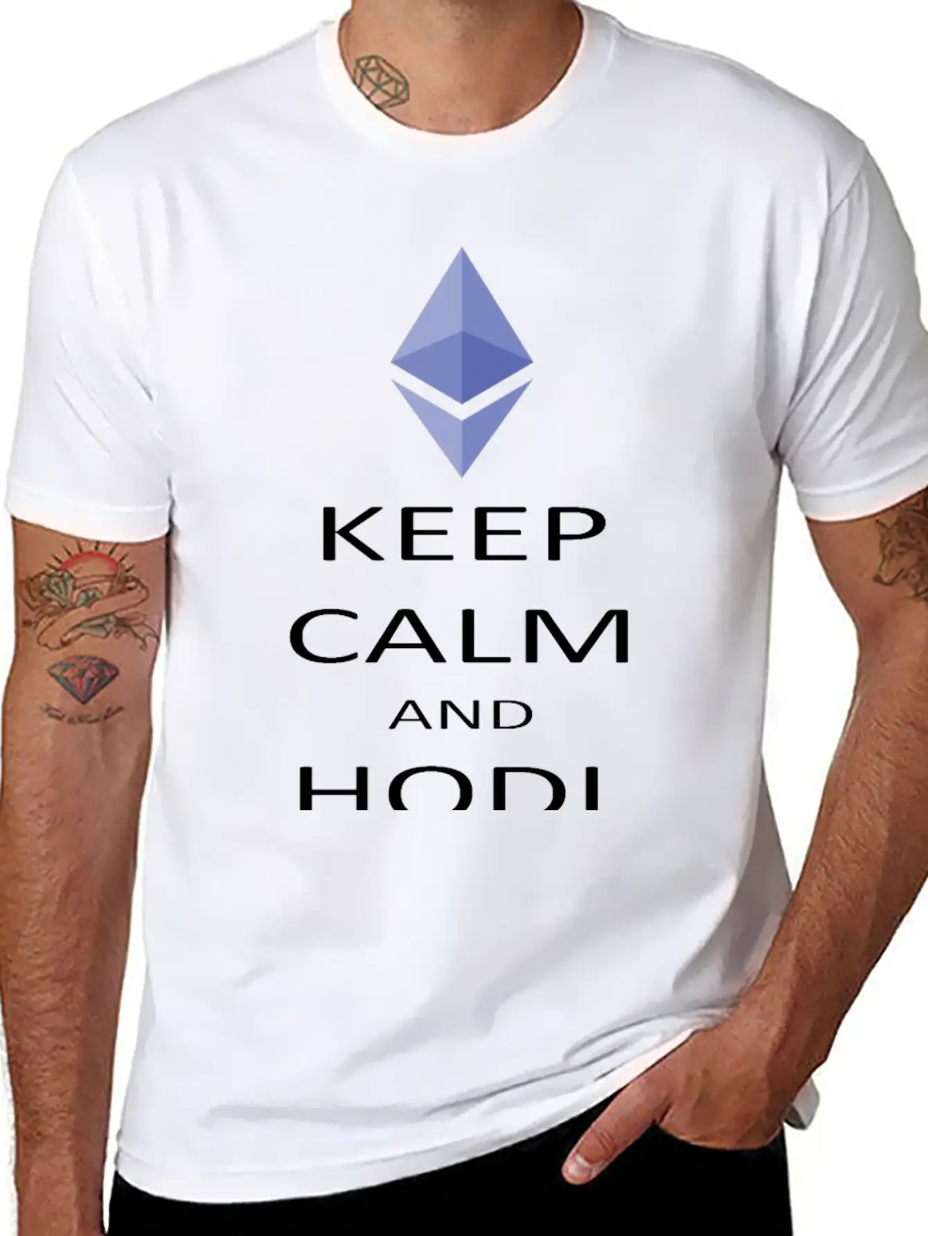 Keep Calm And Hodl Ethereum Breathable Soft Cotton T-Shirt – Timeless Casual Look