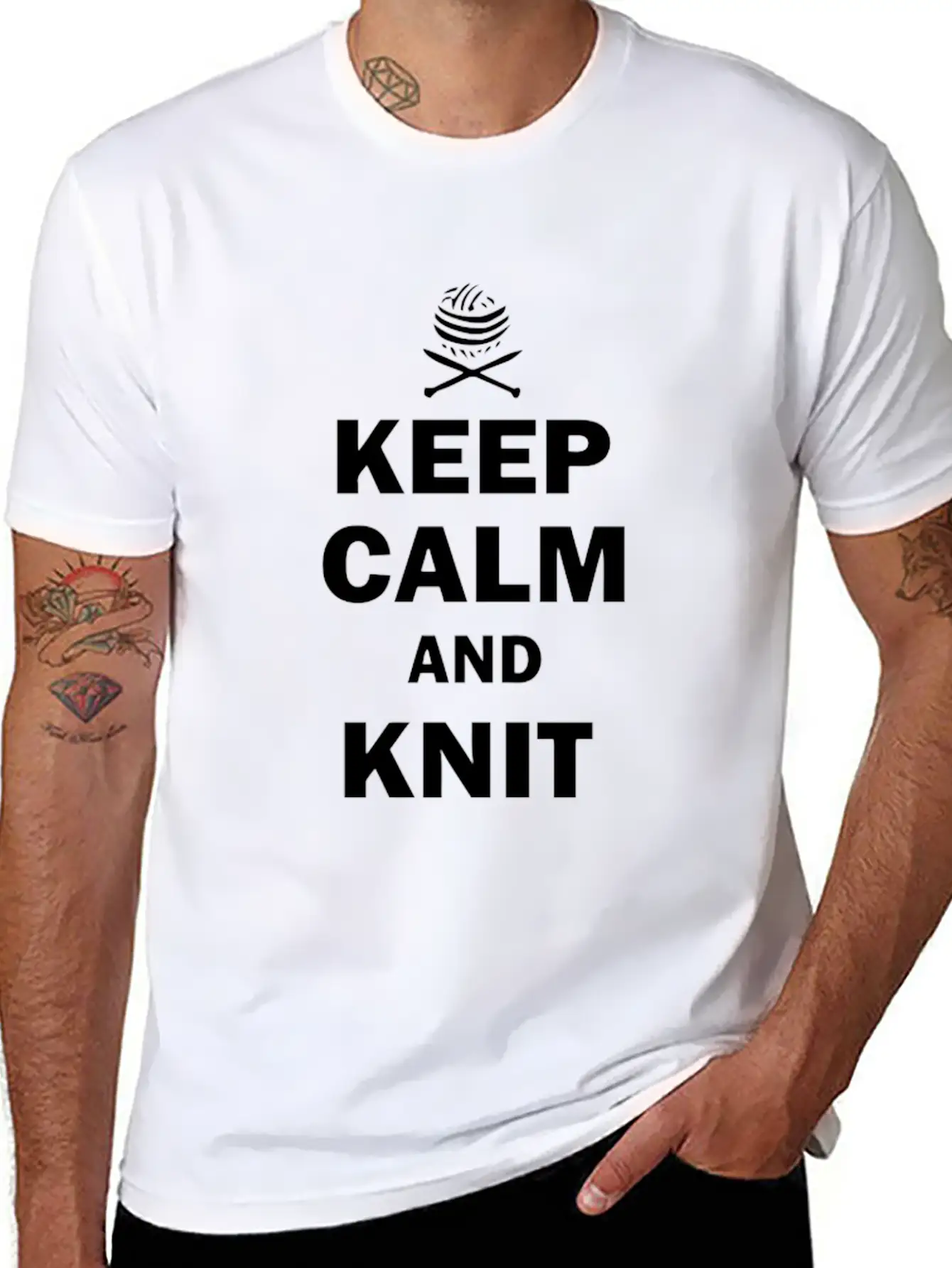 Keep Calm And Knit On Stylish Everyday T-Shirt – Unisex Basic Cotton Tee