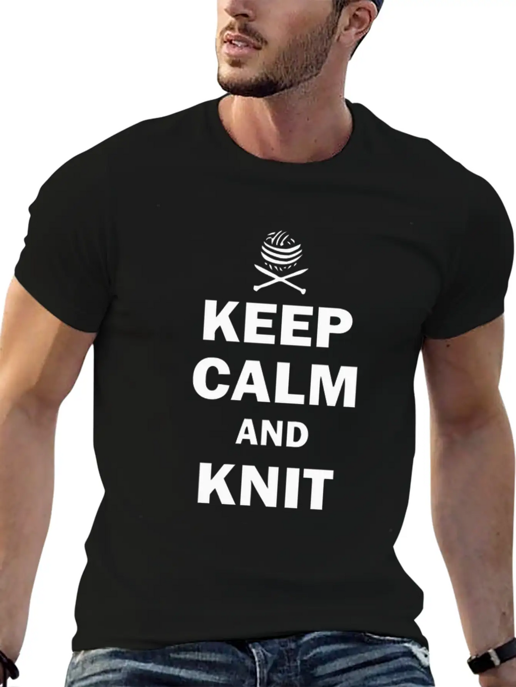 Keep Calm And Knit On Stylish Everyday T-Shirt – Unisex Basic Cotton Tee