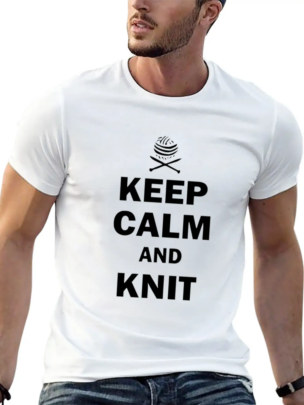 Keep Calm And Knit On Stylish Everyday T-Shirt – Unisex Basic Cotton Tee