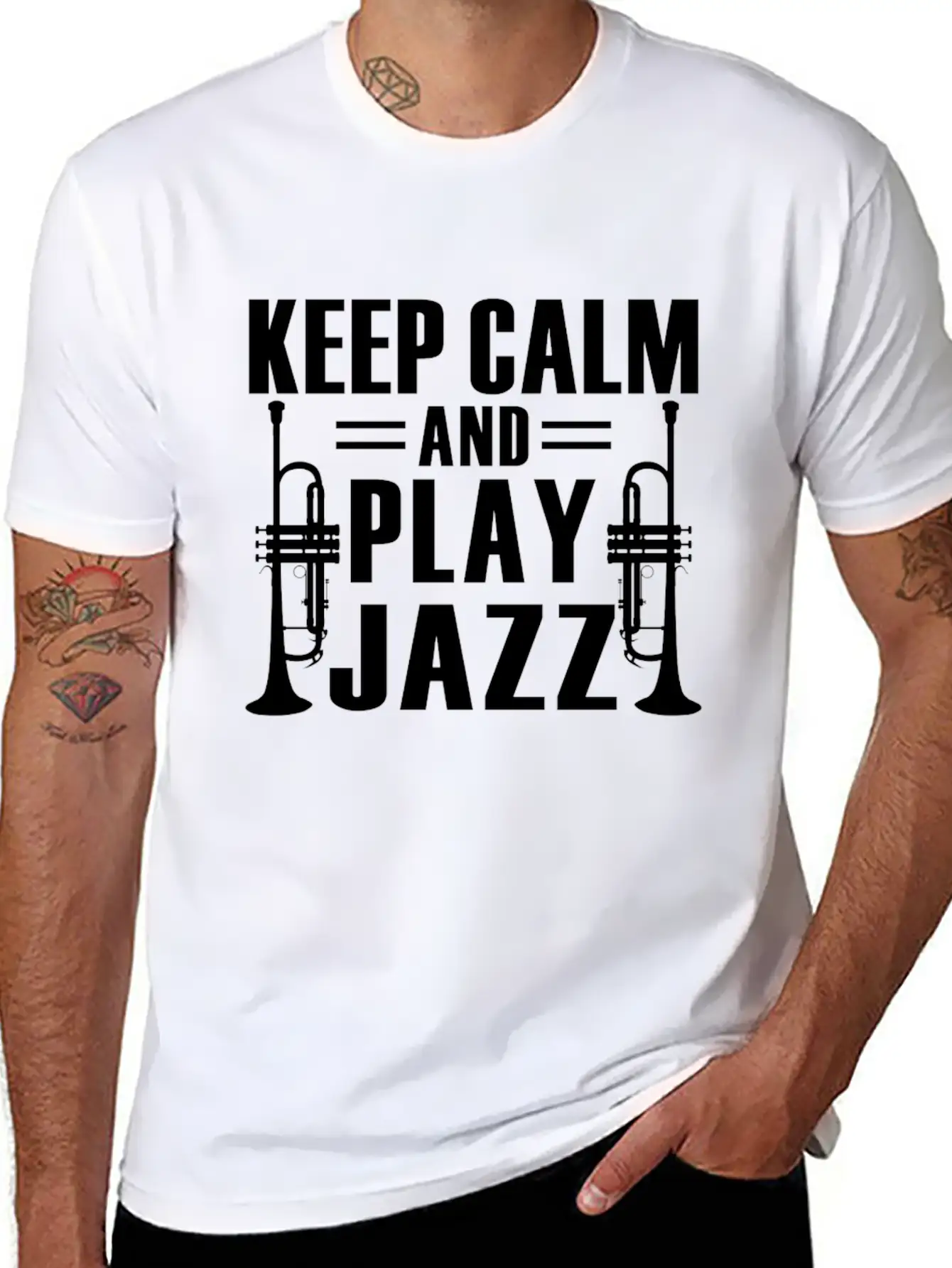 Keep Calm And Play Jazz Shirt Unisex Casual T-Shirt – Clean Design For Daily Comfort