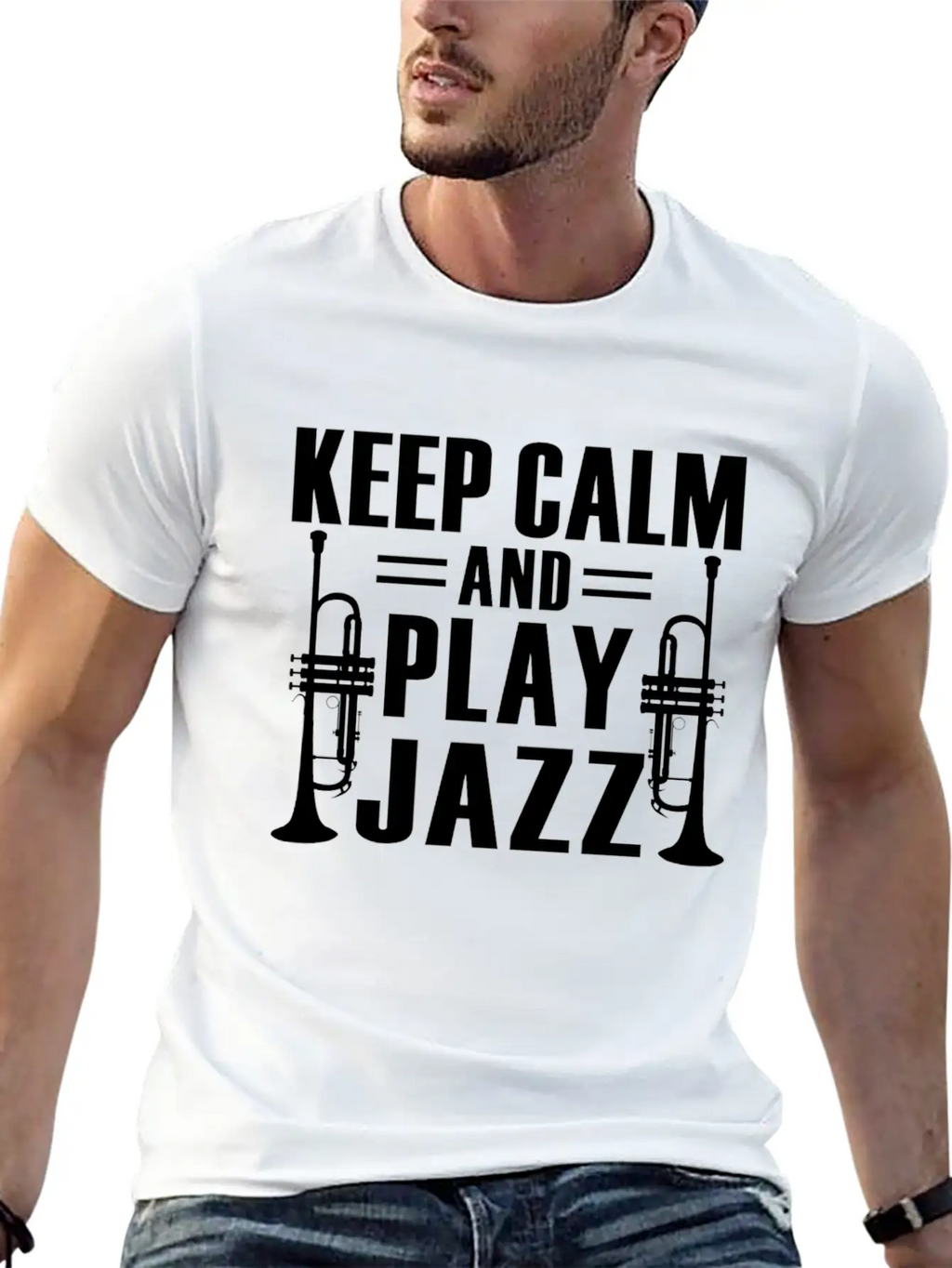 Keep Calm And Play Jazz Shirt Unisex Casual T-Shirt – Clean Design For Daily Comfort
