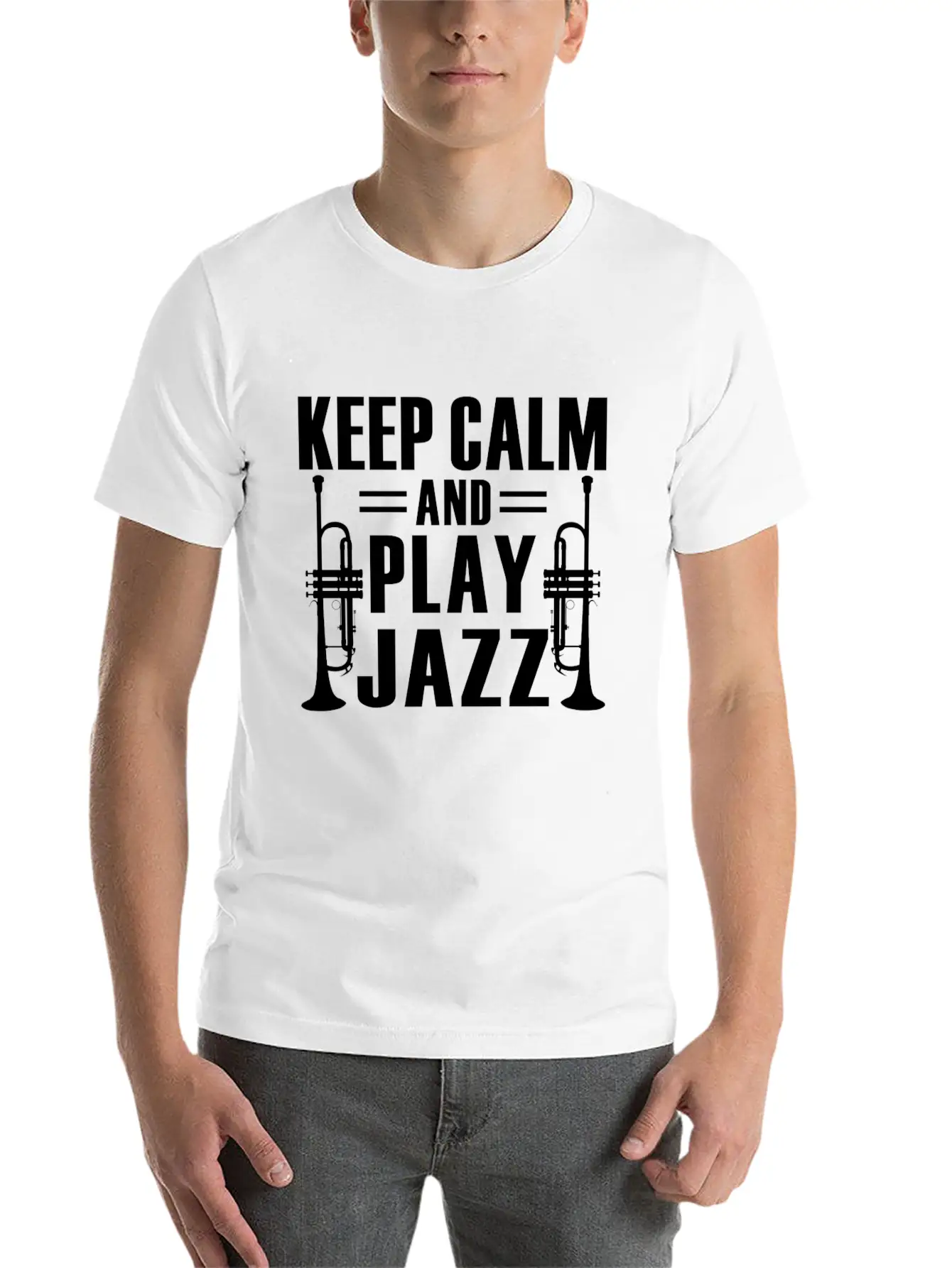 Keep Calm And Play Jazz Shirt Unisex Casual T-Shirt – Clean Design For Daily Comfort