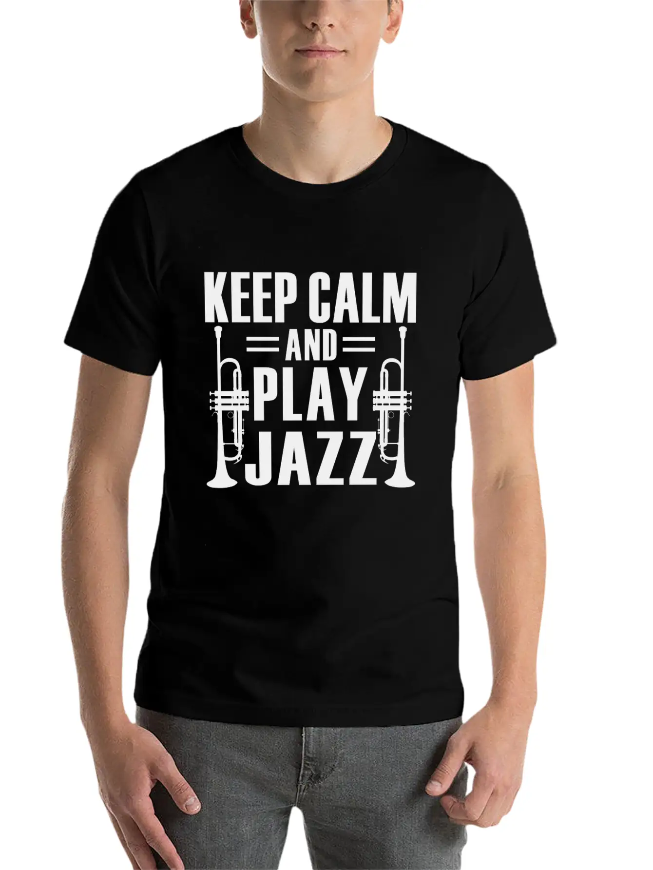 Keep Calm And Play Jazz Shirt Unisex Casual T-Shirt – Clean Design For Daily Comfort