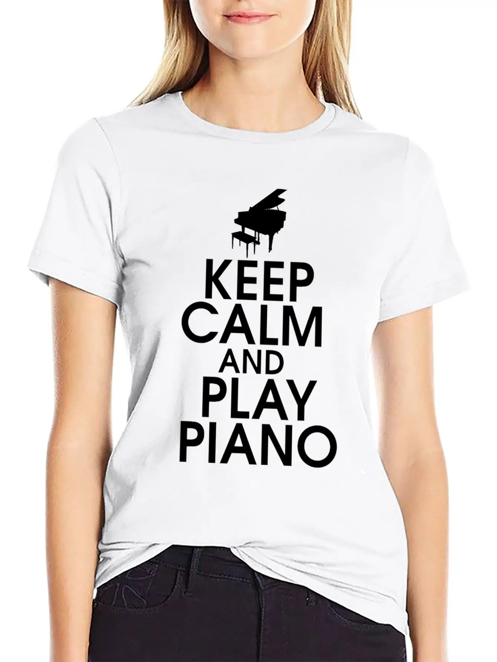Keep Calm And Play Piano Gift Klavier Keyboard Breathable Soft Cotton T-Shirt – Timeless Casual Look
